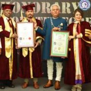 From USA, Eminent Scientist His Eminence Prof. Dr. Madhu Krishan  & Her Excellency Amb. Dr. Daljeet Kaur Of AUGP & UNUGP USA, Felicitated Awards To Nation Builders (Bharath Nirmaan Yogdaan Award)  To Commemorate 75th Republic Day Of India